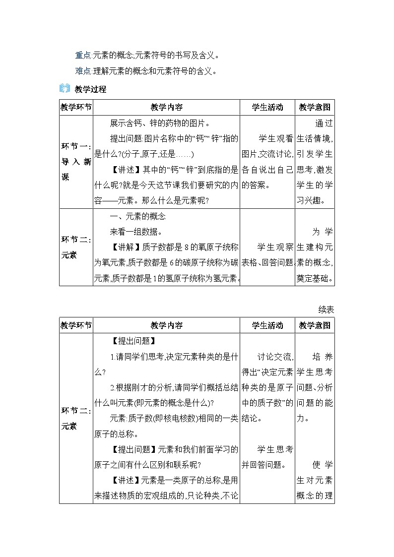 人教版（2024）九年级化学上册第三单元物质构成的奥秘课题3元素教案02