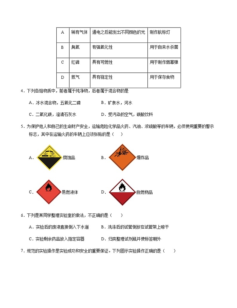 九年级化学第一次月考卷（考试版）【测试范围：第1~2单元】（科粤版2024）A4版第2页