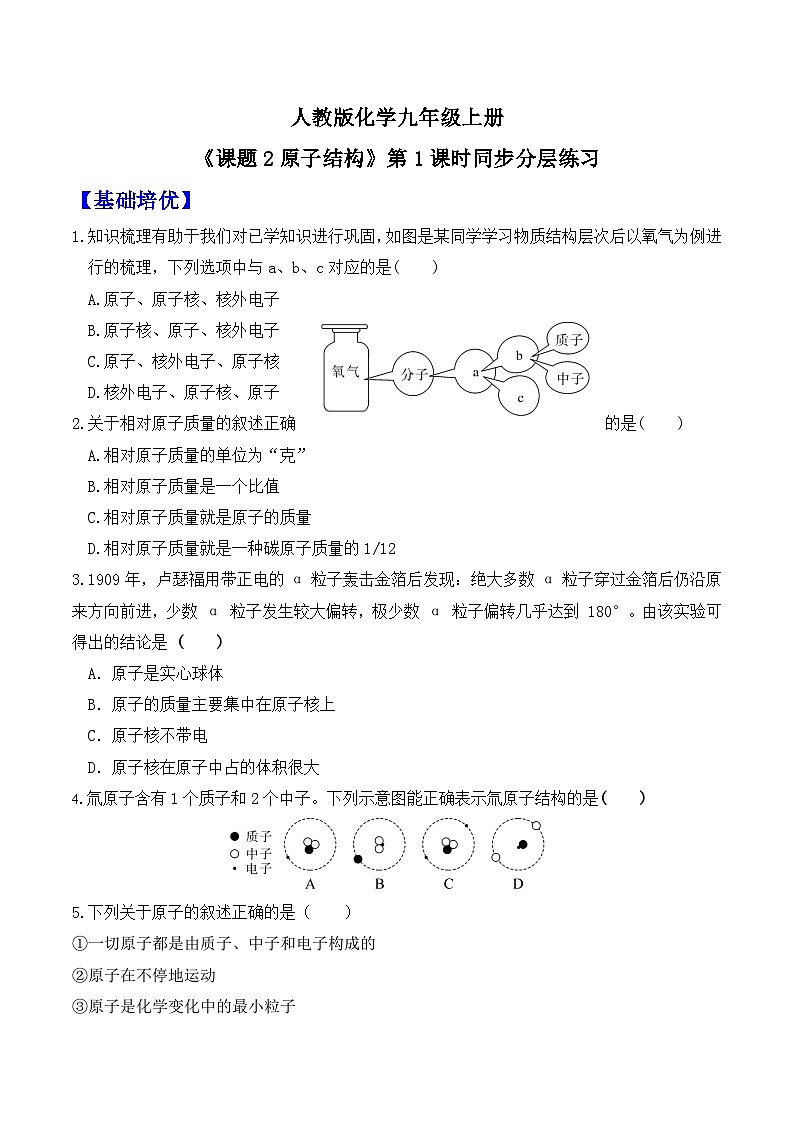 【核心素养】人教版化学九上第3单元课题2 原子结构 第1课时 课件+教学设计+同步练习01
