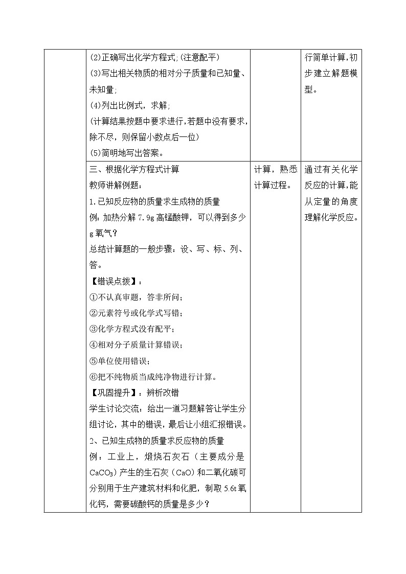 【核心素养】人教版化学九上第5单元课题2化学方程式 第3课时根据化学方程式进行计算 课件+教学设计+分层练习02