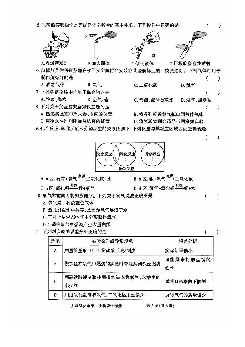 陕西省商洛市洛南县城关中学2024-2025学年九年级上学期第一次月考化学试题第2页