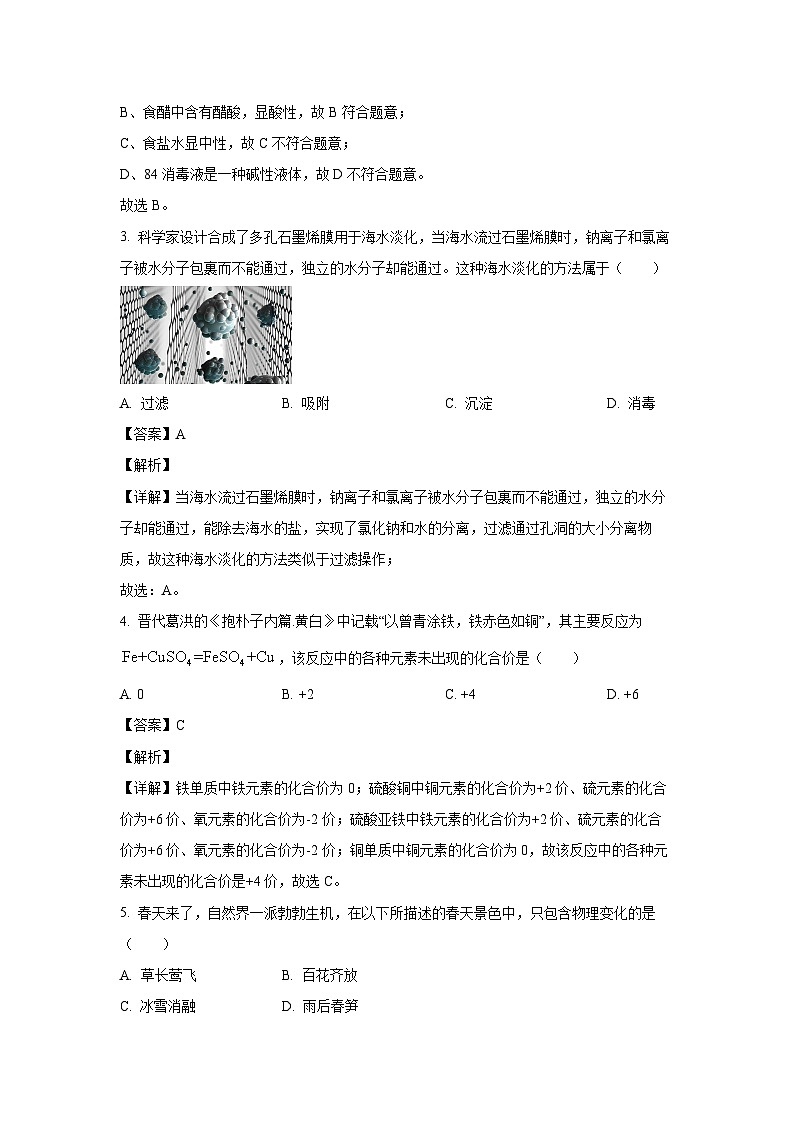 【化学】山西省长治市长子县2024年九年级中考二模试卷（解析版）02