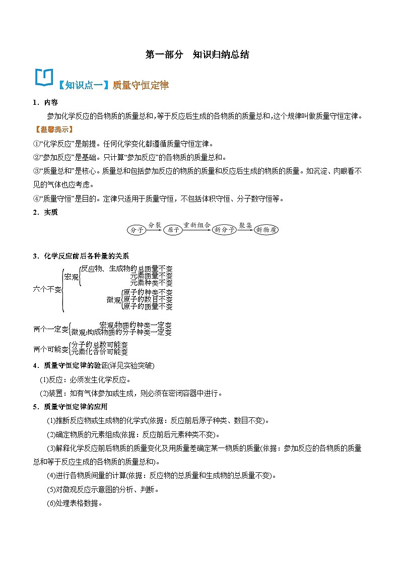 人教版九年级化学上册精讲精练第五单元总结提升与章末检测(原卷版+解析)第3页