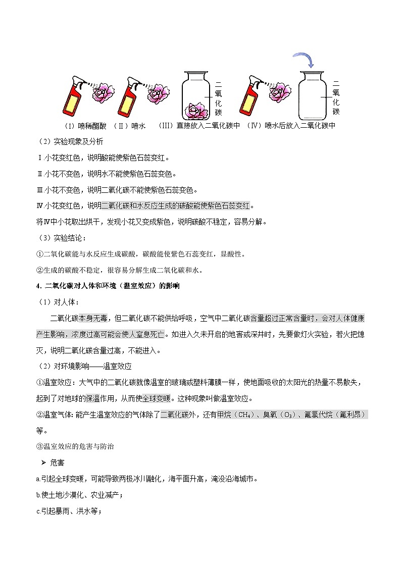 人教版九年级化学上册精讲精练6.3二氧化碳和一氧化碳(原卷版+解析)第3页