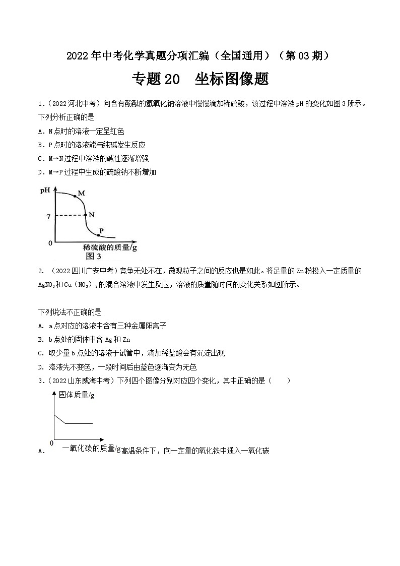 中考化学真题分项汇编(全国通用)(第03期)专题20坐标图像题真题特训(原卷版+解析)第1页