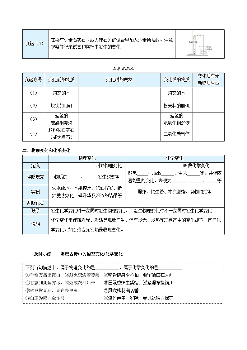 人教版九年级化学上册同步精品讲义课题1物质的变化和性质讲义(学生版+解析)第2页