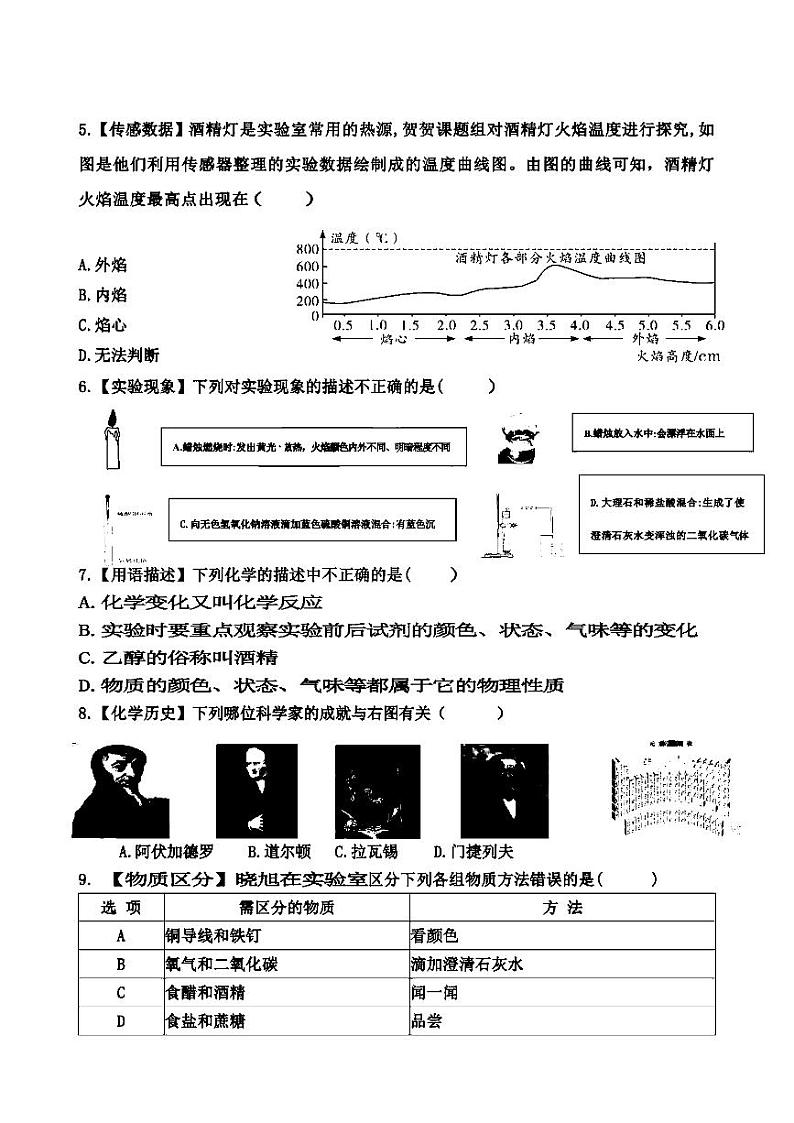 2024年哈尔滨47中学八年级（上）9月月考化学试卷及答案02
