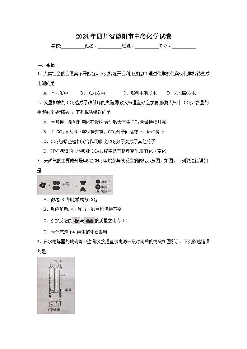 2024年四川省德阳市中考化学试卷01