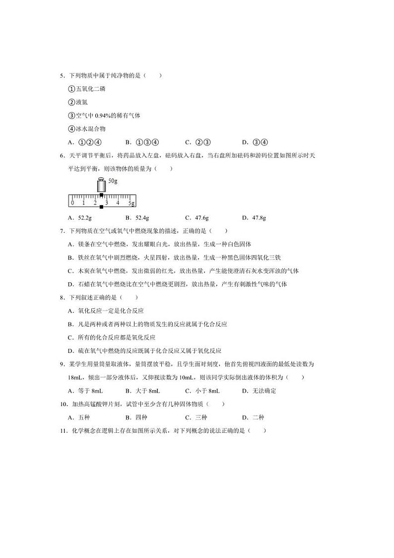 [化学]湖北省黄冈市浠水县第三实验初级中学2024～2025学年九年级上学期9月月考试卷(无答案)第2页
