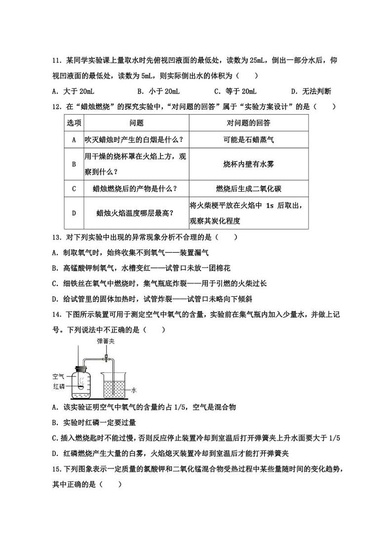 [化学]四川省成都市嘉祥外国语2024～2025学年九年级上学期九月阶段测试试卷(有答案)第3页