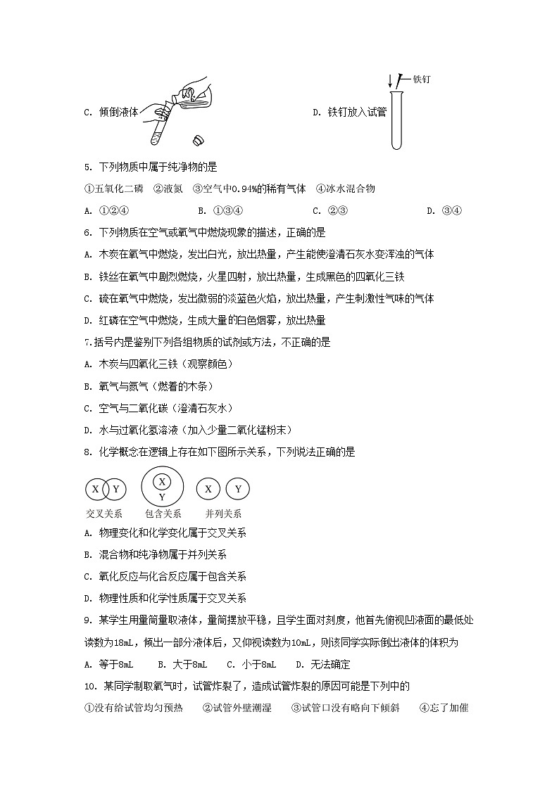 湖北省黄石市黄石港区部分学校2024-2025学年九年级上学期第一次月考化学试题卷02