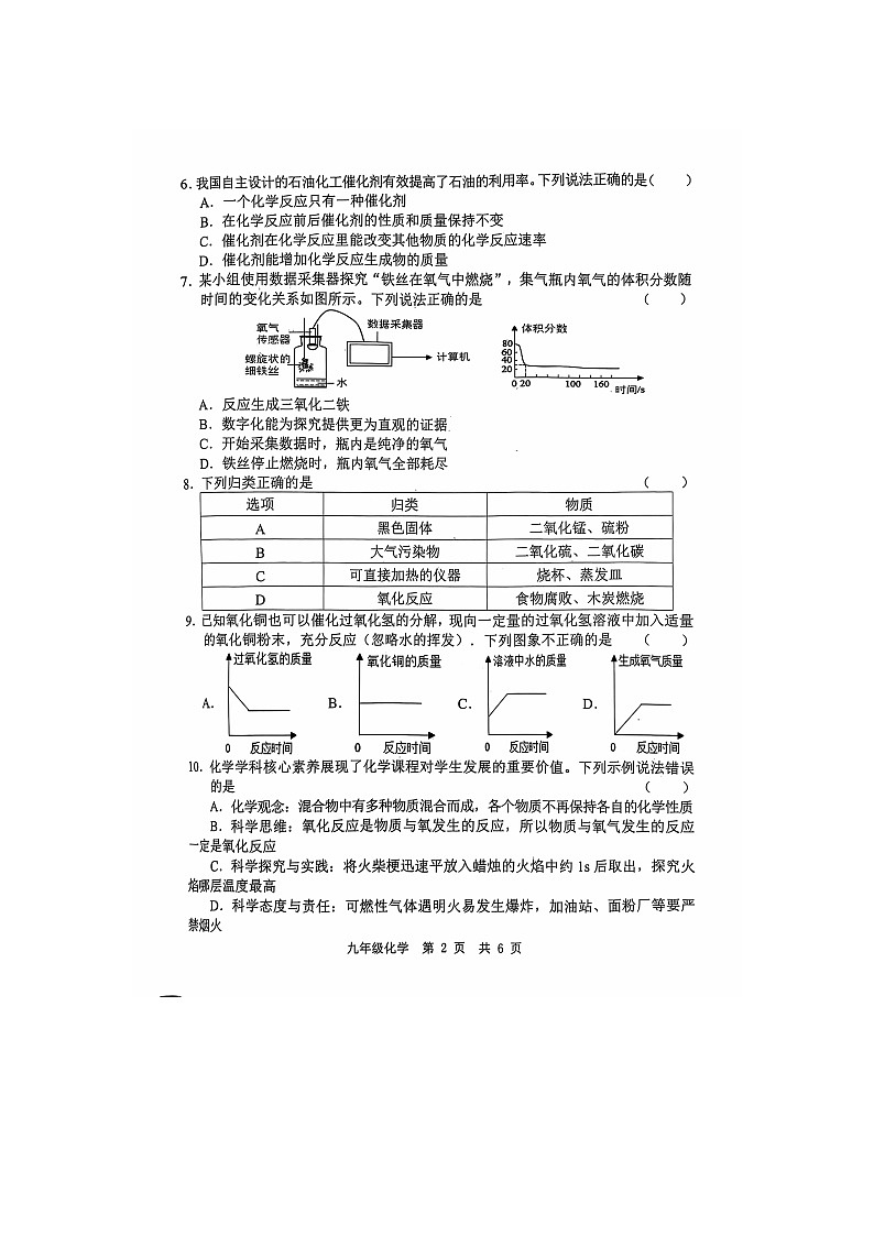 山东省菏泽市经济技术开发区多校2024-2025学年九年级上学期10月联考化学试题第2页