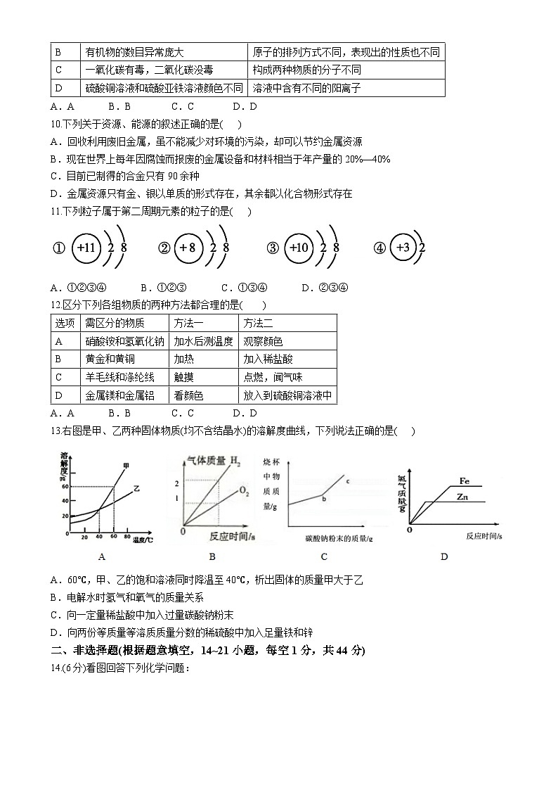 黑龙江省哈尔滨市美佳外国语学校2024-2025学年九年级上学期9月月考化学试题第3页