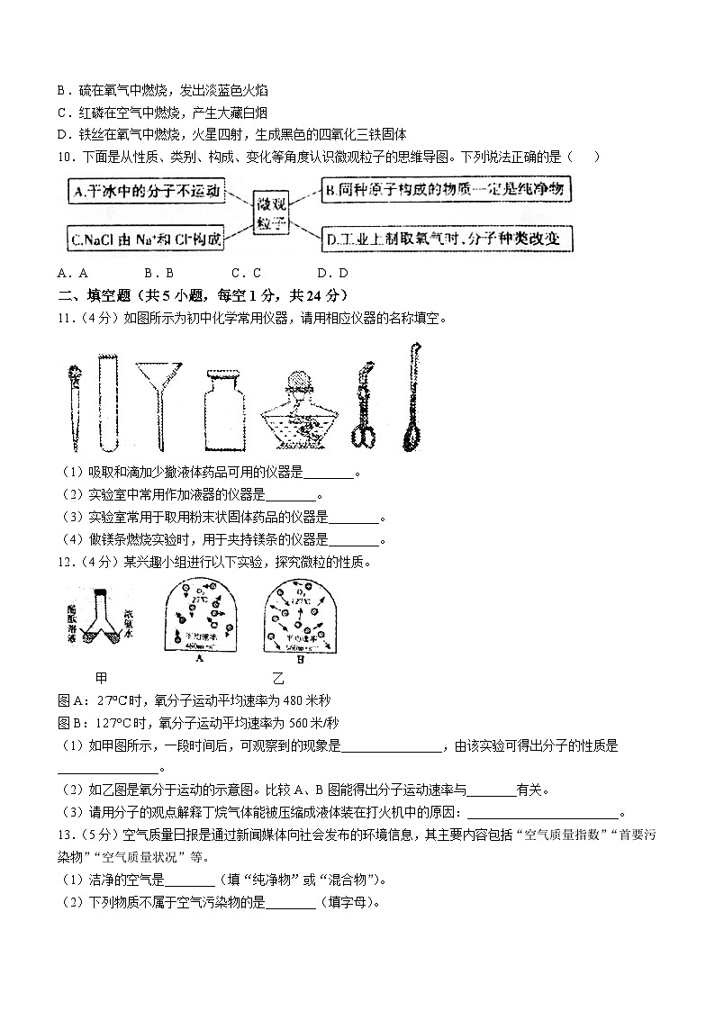 河北省衡水市枣强县2024-2025学年九年级上学期10月月考化学试题第2页