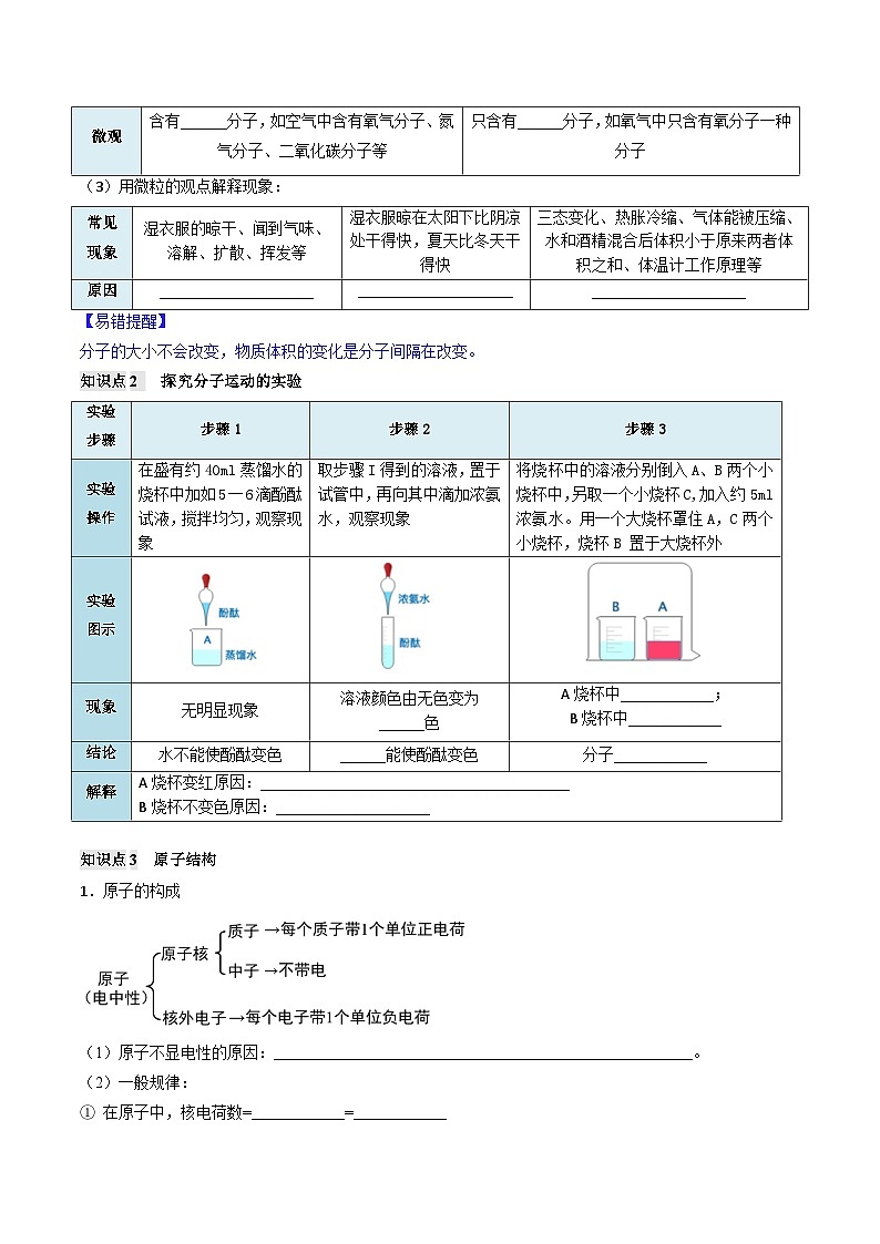 2024人教版初中九年级化学  第三单元 物质构成的奥秘 （单元复习学案）第3页