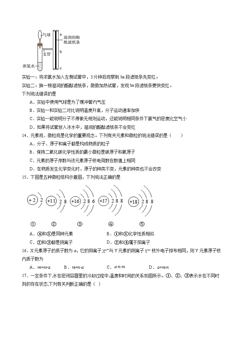 2024人教版初中九年级化学  第三单元 物质构成的奥秘（单元专项训练）03