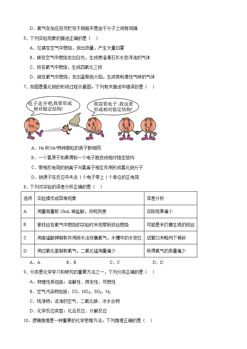 安徽省合肥市厚德中学2024~2025学年九年级上学期10月份月考化学试题02