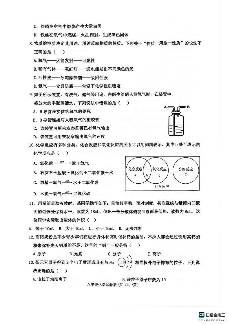 山东省临沂市临沭县第二初级中学2024-2025学年九年级上学期10月月考化学试题第2页