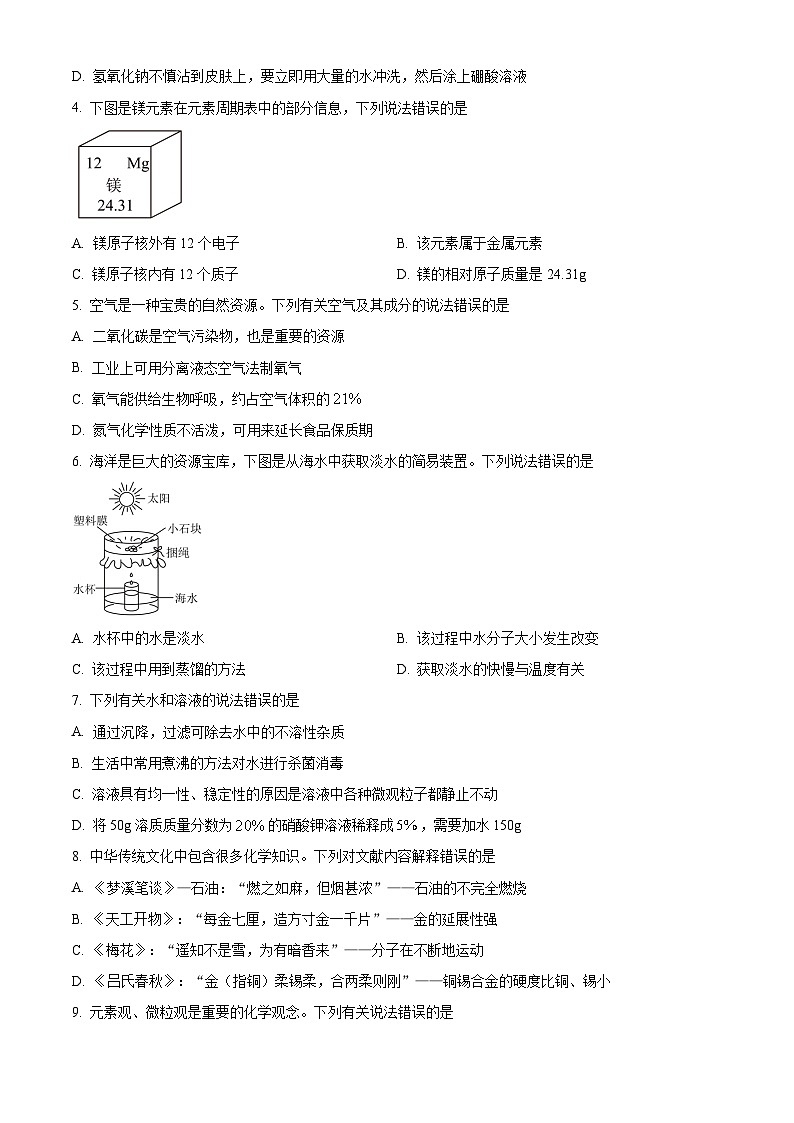 2024年山东省烟台市中考化学真题（原卷版）第2页