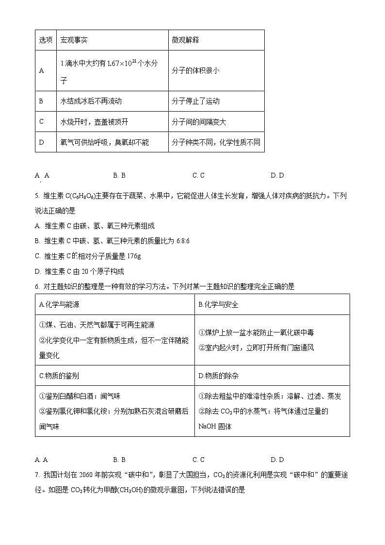2024年四川省凉山州中考化学真题（原卷版）第2页