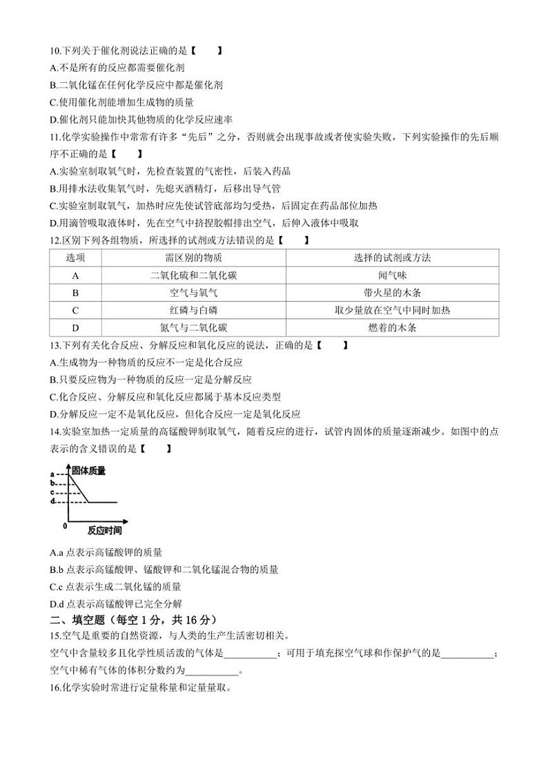 [化学]河南省驻马店市多校2024～2025学年九年级上学期第一次月考检测试题(有答案)第2页