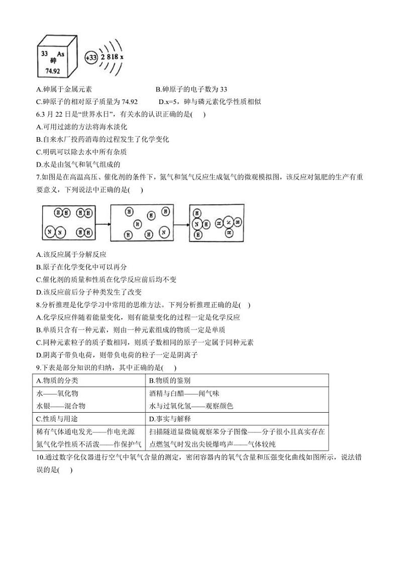 [化学]新疆乌鲁木齐市第十三中学2024～2025学年九年级上学期第一次月考试题(有答案)第2页