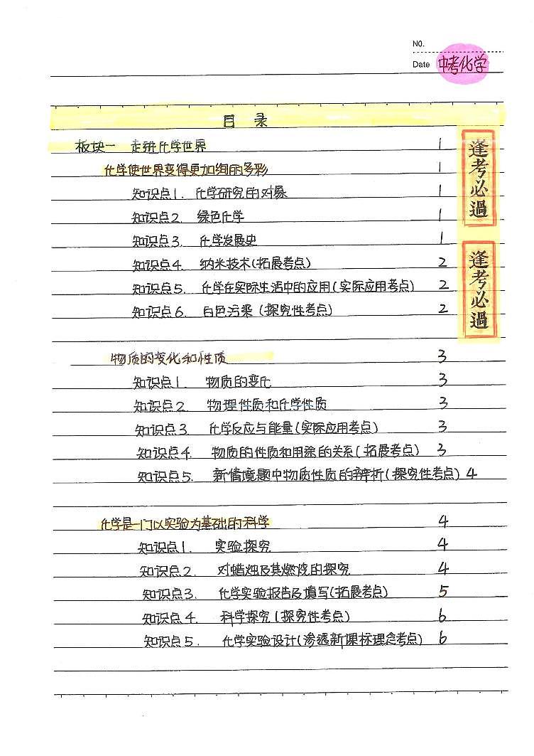 中考化学状元笔记学案（142页）第2页