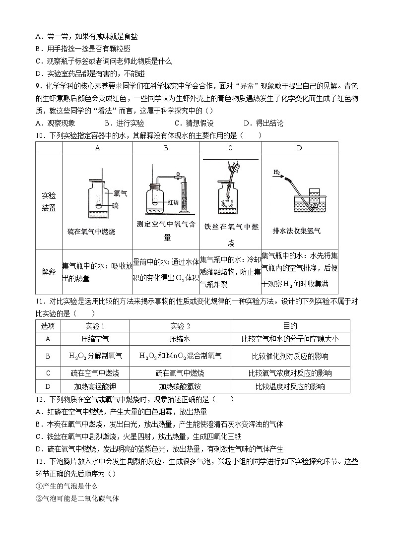 河南省南阳市桐柏县思源实验学校教育集团2024-2025学年九年级上学期10月月考化学试题(无答案)第2页