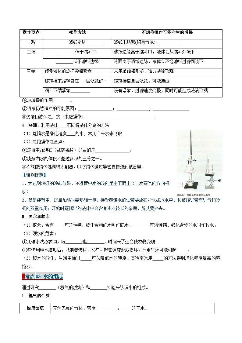 专题04 自然界的水（考点清单）（讲+练）（含答案） 2024-2025学年九年级化学上学期期中考点大串讲（人教版2024）学案03