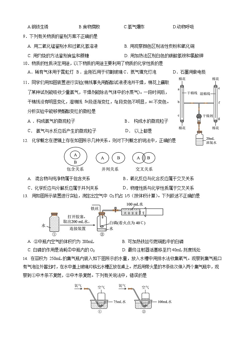 江苏省泰州中学附属初级中学2024-2025学年九年级上学期10月月考化学试题02
