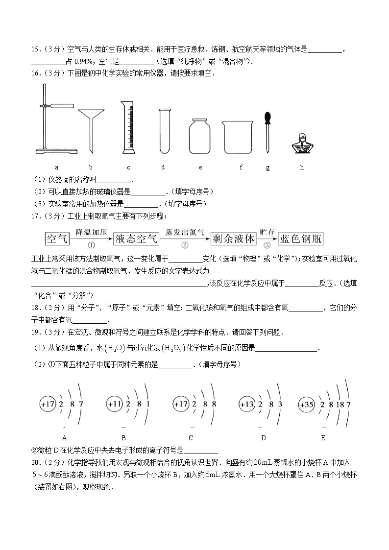 河南省信阳市平桥区2024-2025学年九年级上学期10月月考化学试题第3页