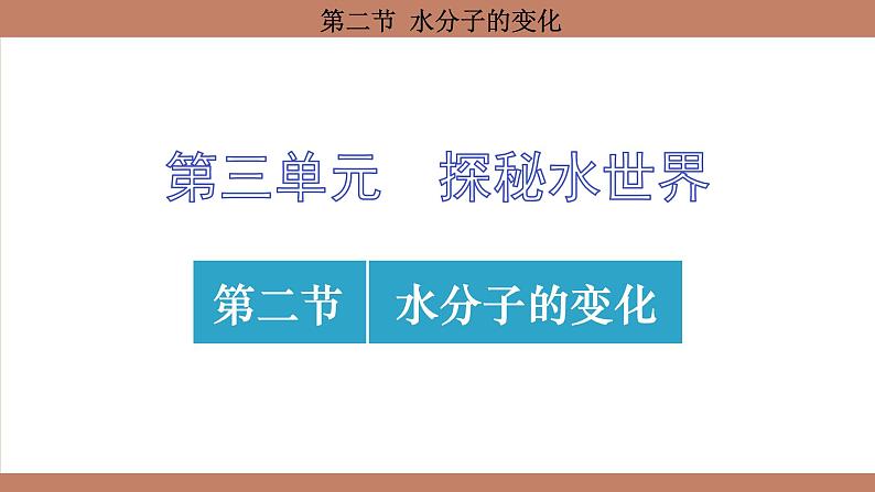 鲁教版（2024）初中化学九年级上册--3.2 水分子的变化 （课件）01