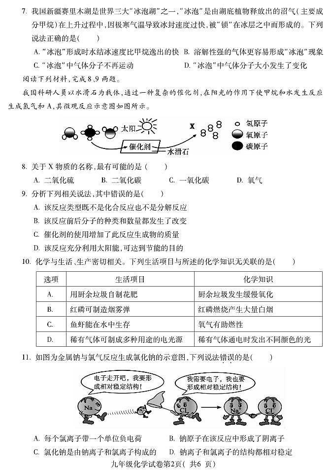 六中九年级第二次月考化学试卷第2页