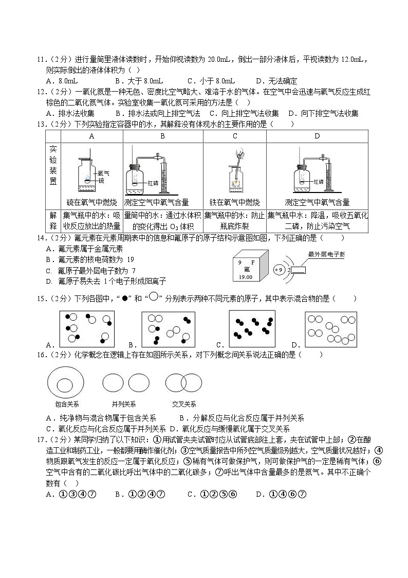 2023-2024学年江苏省无锡市江阴市夏港中学九年级（上）第一次作业反馈练习化学试卷.第2页