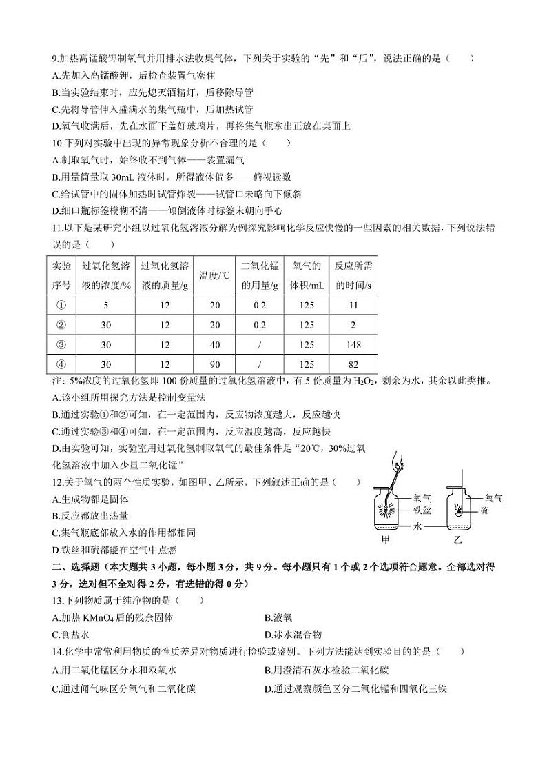 湖南省长沙市长郡雨花外国语学校2024-2025学年九年级上学期第一次月考化学试卷第2页