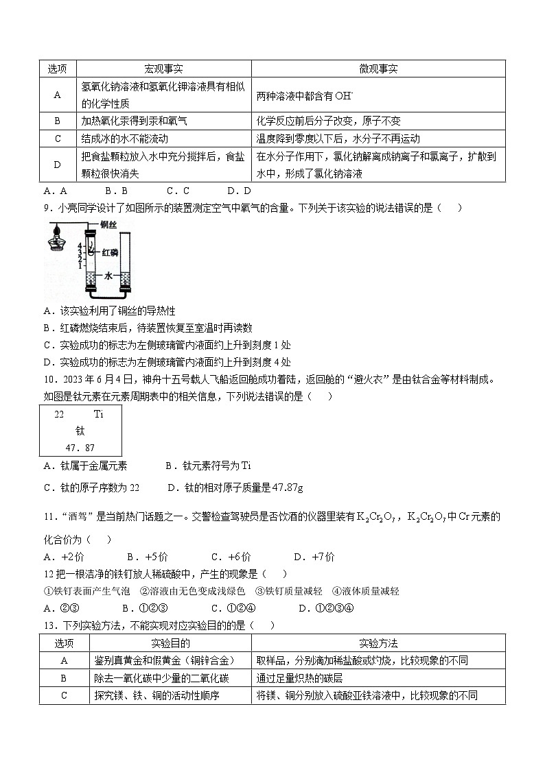 广东省清远市佛冈县2023-2024学年九年级上学期期末考试化学试题第2页