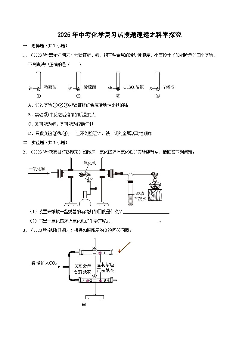 2025年中考化学复习热搜题速递之科学探究  学案第1页