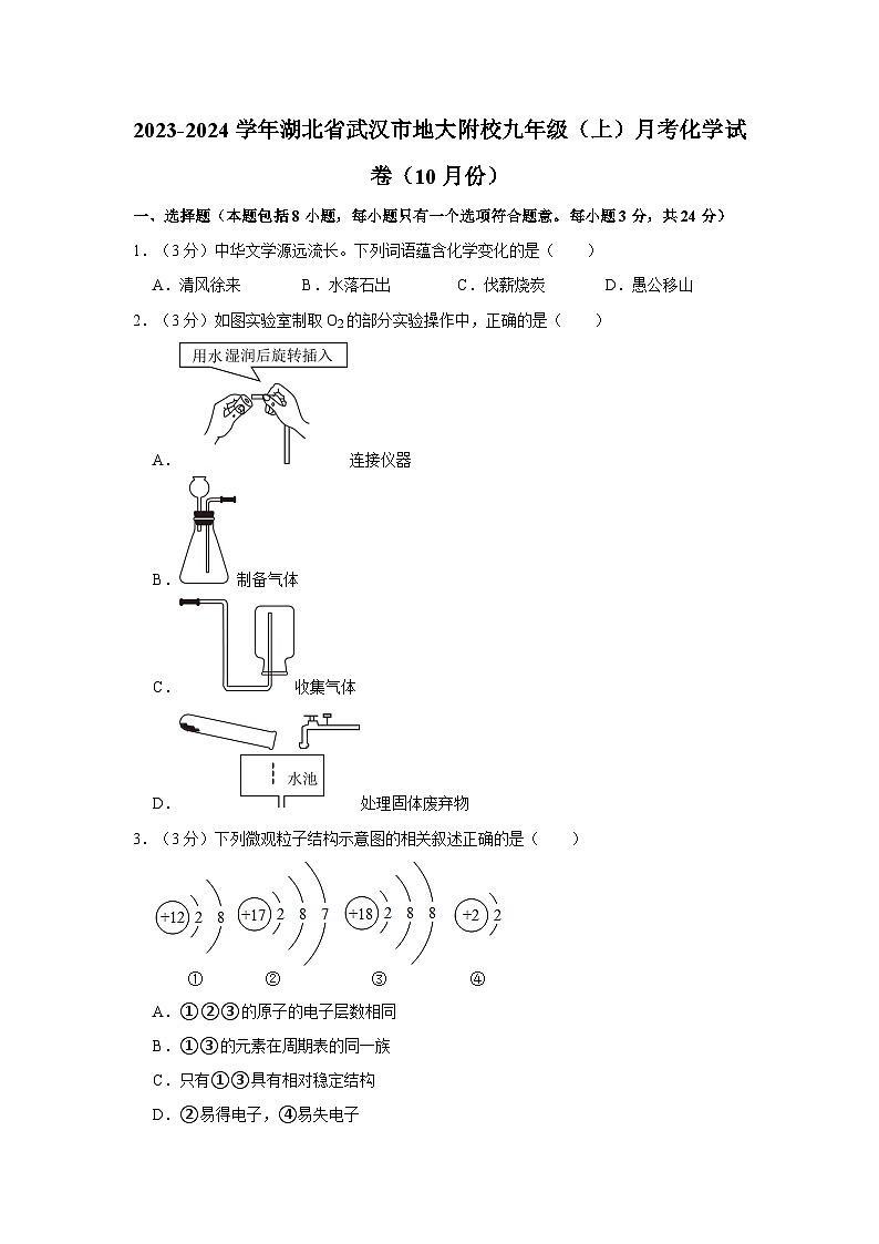 2023-2024学年湖北省武汉市地大附校九年级（上）月考化学试卷（10月份）01