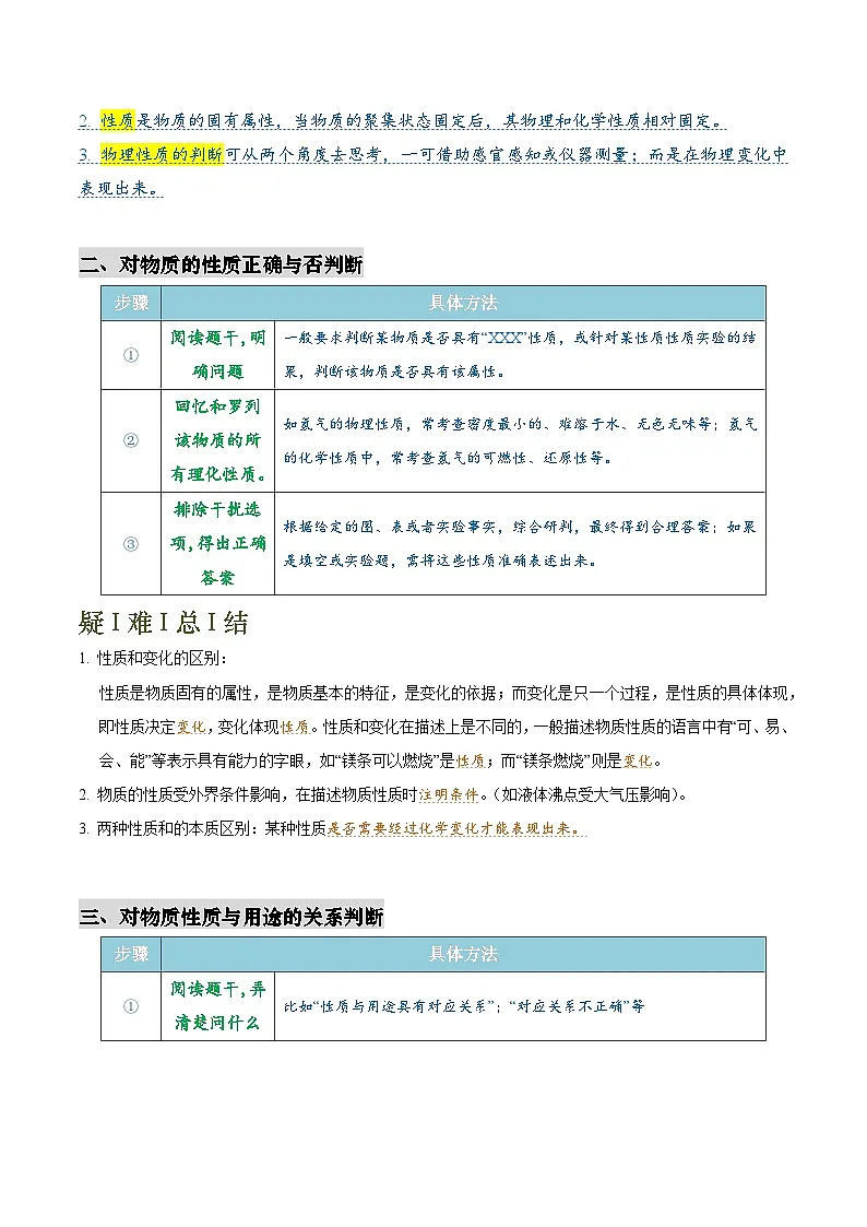 中考化学：答题 技巧与 模板构建 专题04 物质的性质与用途（学案原卷版）第2页