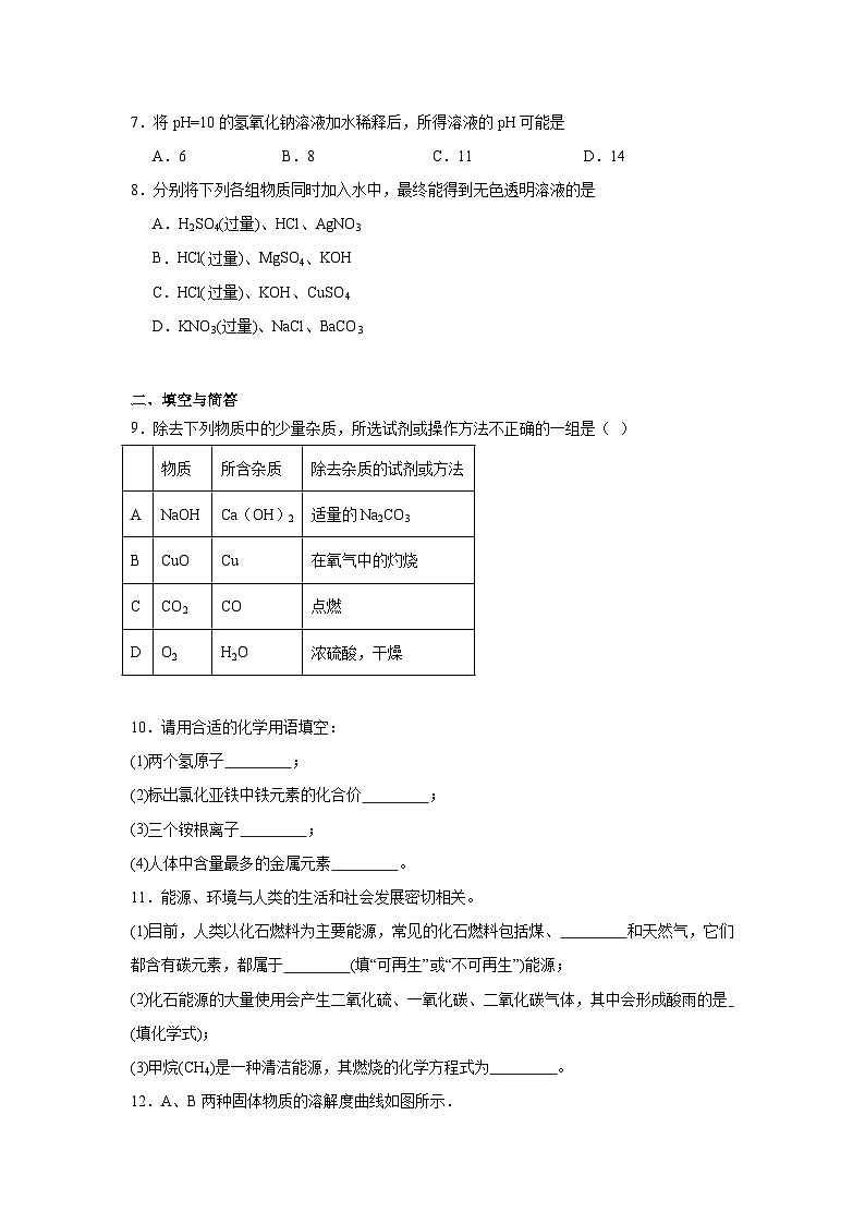甘肃省嘉峪关市某校2024-2025学年九年级上学期第三次模拟化学试卷第2页