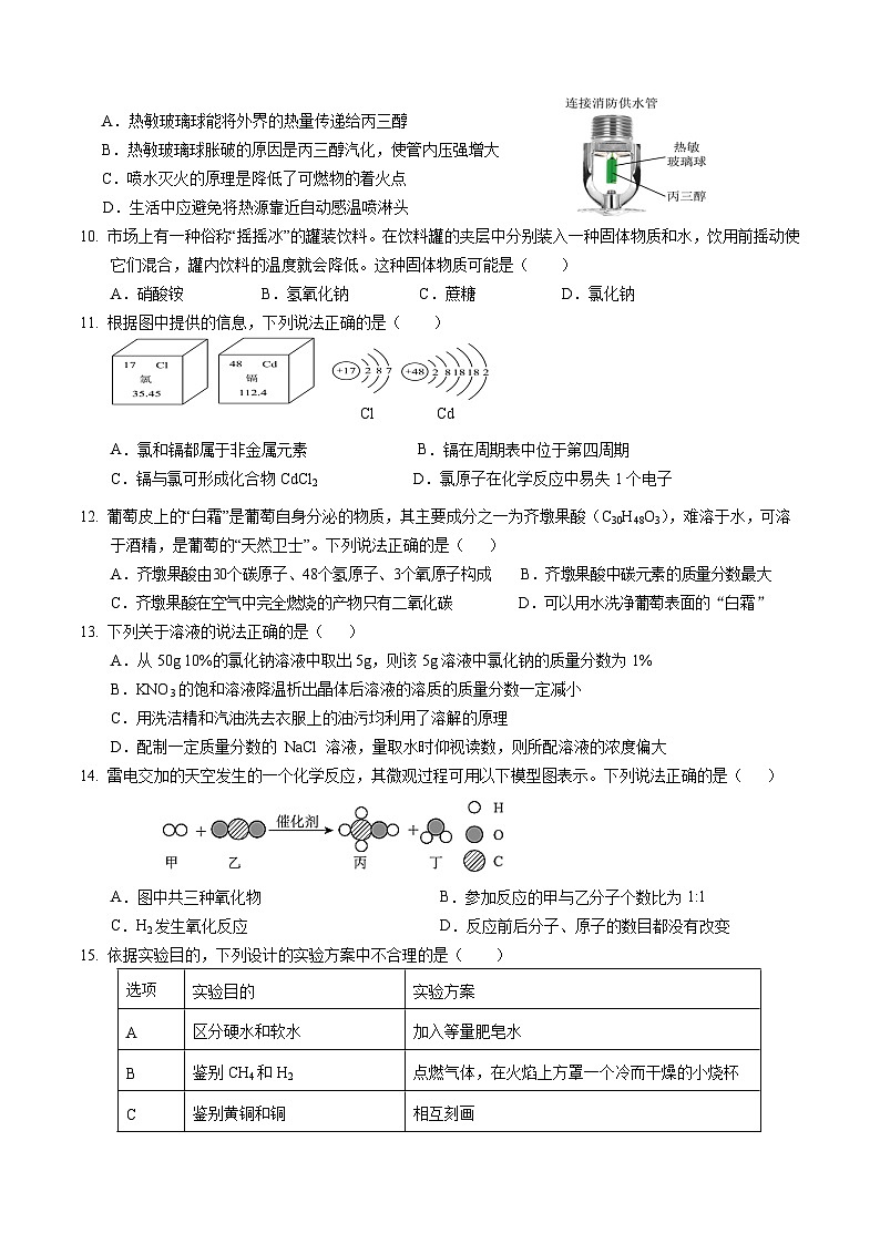 重庆市渝北中学校2023-2024学年九年级下学期第1次月考化学试题02