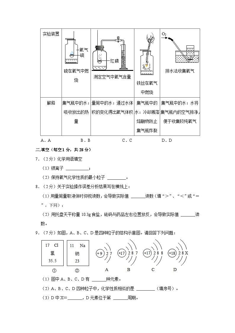 2023-2024学年内蒙古巴彦淖尔市杭锦后旗陕坝中学九年级（上）第一次月考化学试卷第2页