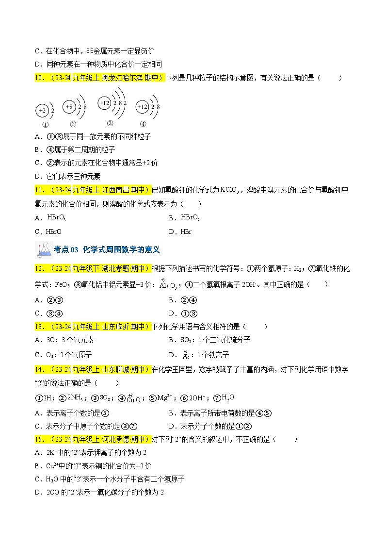 （人教版2024）九年级上学期期中化学专题复习  专题08 物质组成的表示习题第2页