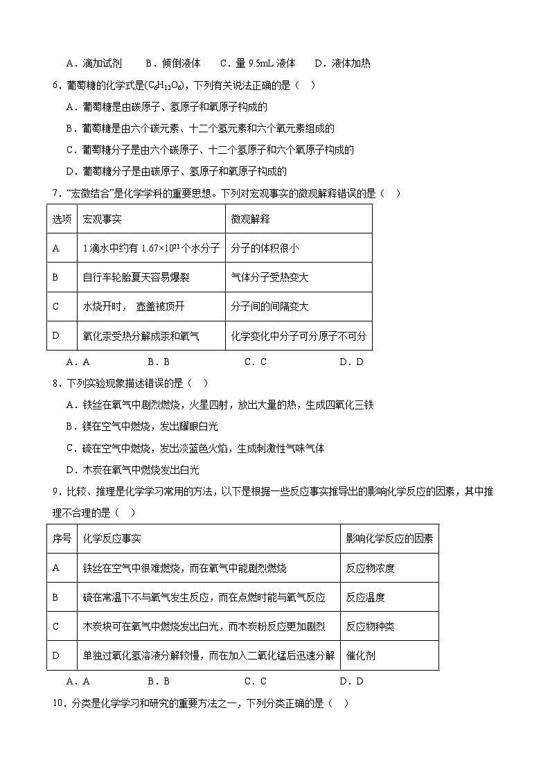 安徽省合肥市肥东县石塘学校2024-2025学年九年级上学期10月份月考化学试题02