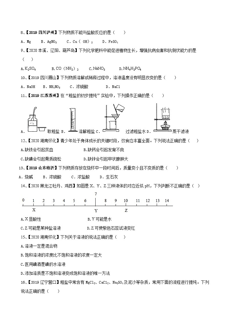 人教版人教版化学九年级下期末模拟卷(原卷版)-九年级化学下册同步单元AB卷【含解析】第2页
