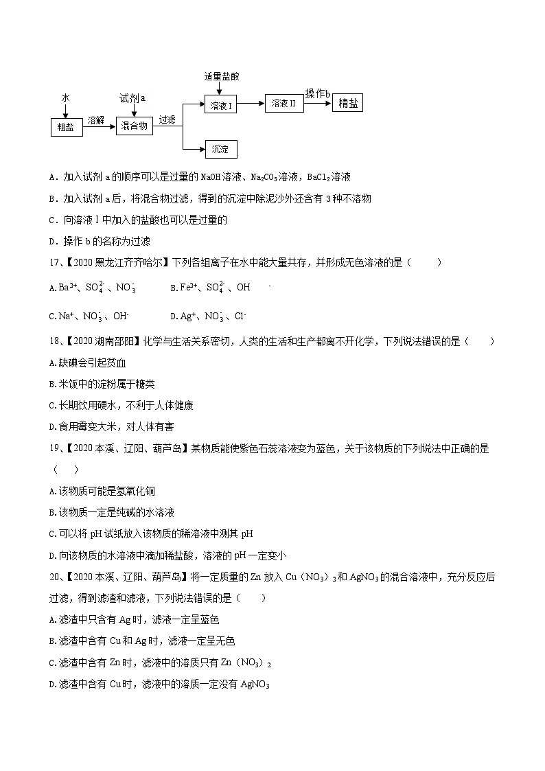 人教版人教版化学九年级下期末模拟卷(原卷版)-九年级化学下册同步单元AB卷【含解析】第3页