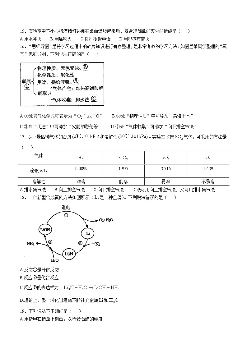 江苏省扬州市江都区第三中学2024--2025学年九年级上学期10月月考化学试题03