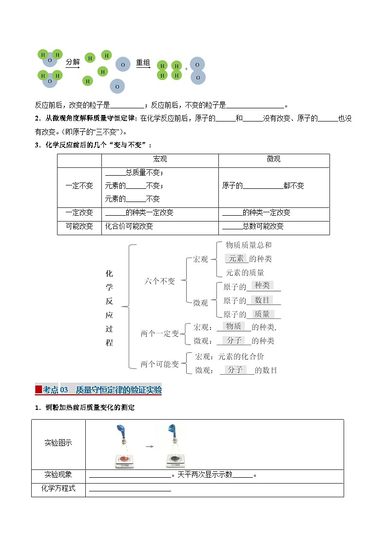 专题05 化学反应的定量关系（考点清单）（讲+练）（原卷版）- 2024-2025学年八年级化学上学期期中考点大串讲（人教版五四学制2024）02