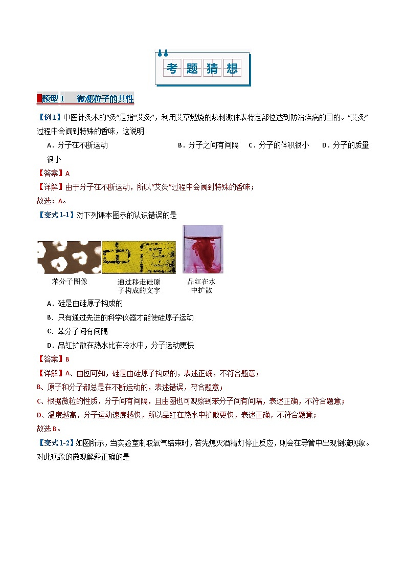 专题03 物质构成的奥秘（考题猜想）（24大题型）（解析版）- 2024-2025学年八年级化学上学期期中考点大串讲（人教版五四学制2024）第2页