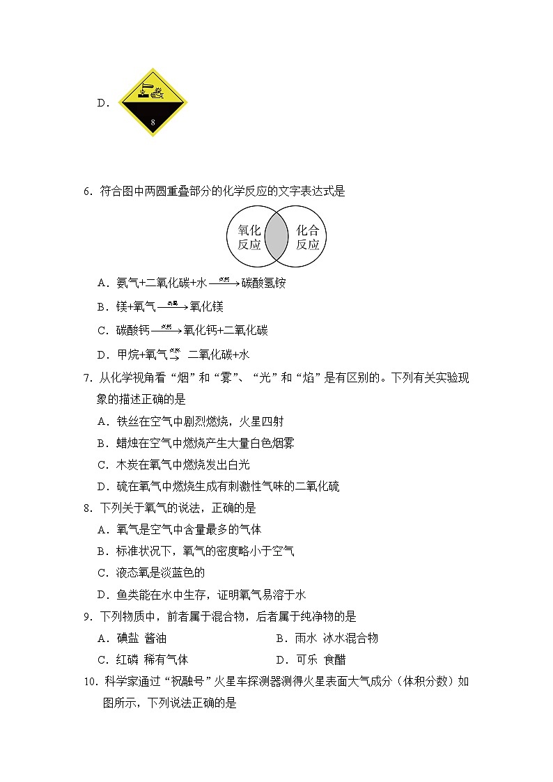 人教版（2024）九年级化学上册期中测试卷2（1-4章）（含答案）第2页